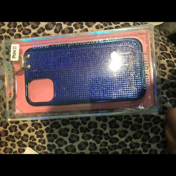 ⭐️NWT!Blue bedazzled iPhone 11 case with wrist strap - Picture 2 of 2